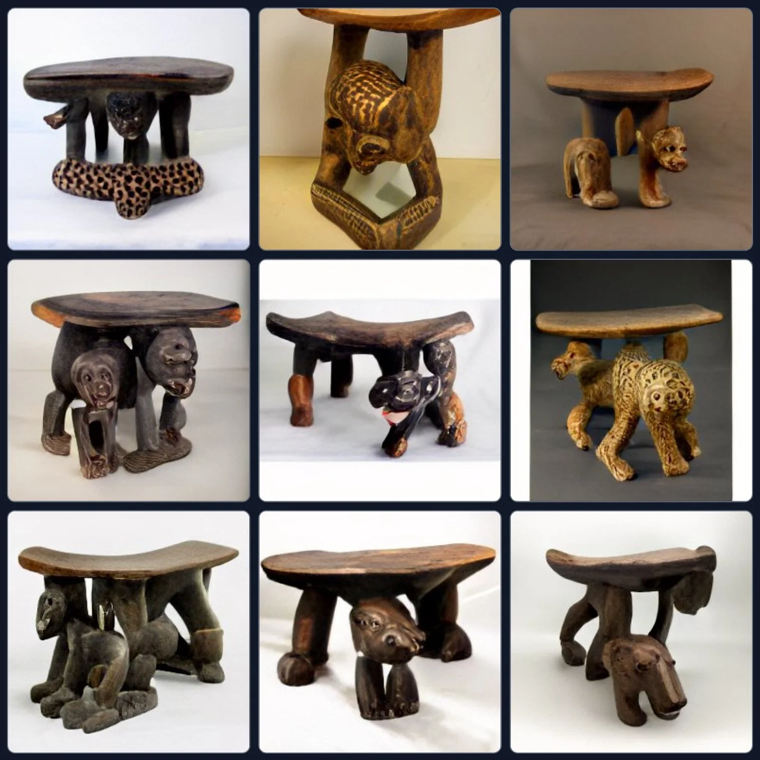 Leopard Stool Cameroon Wood