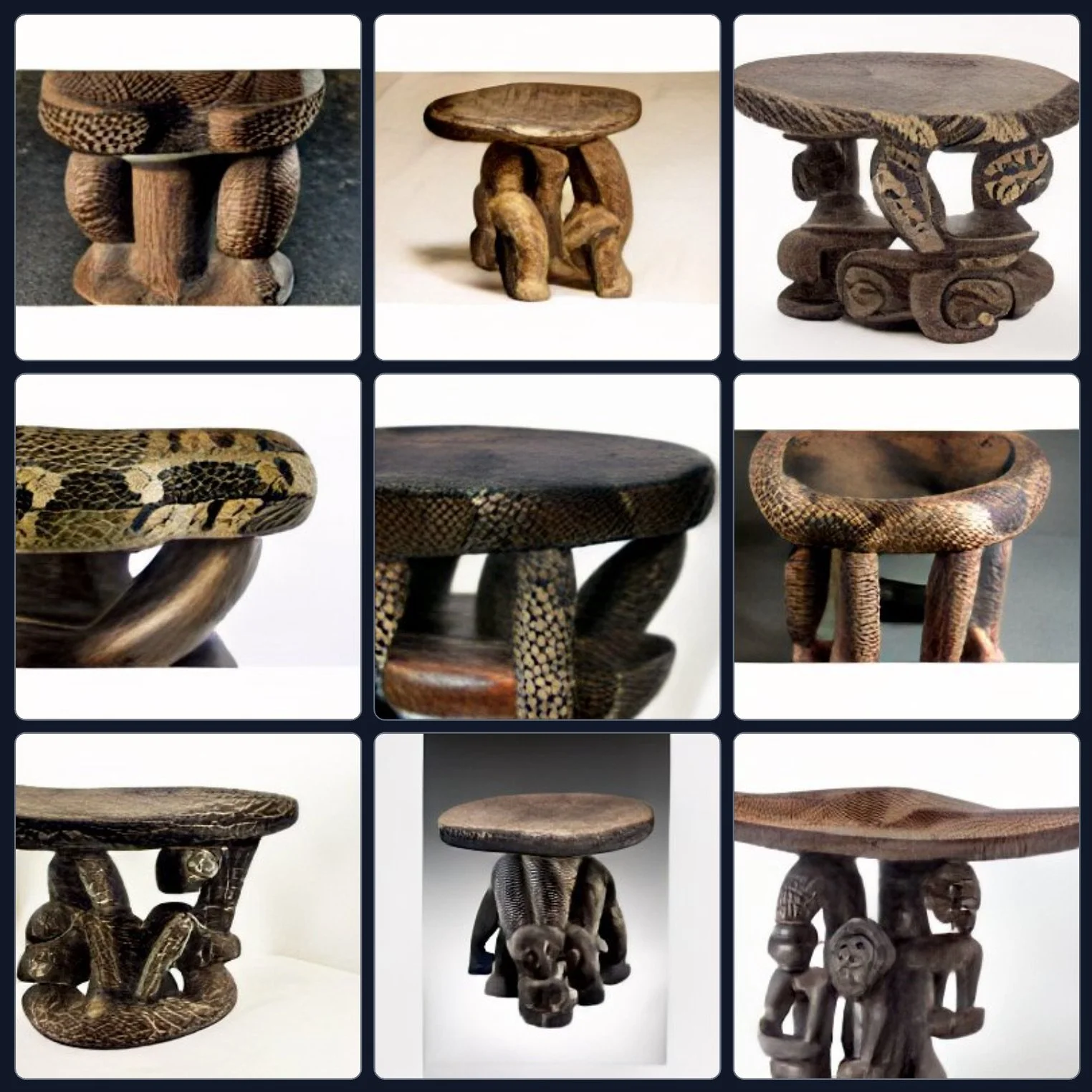 Python Stool Cameroon Wood