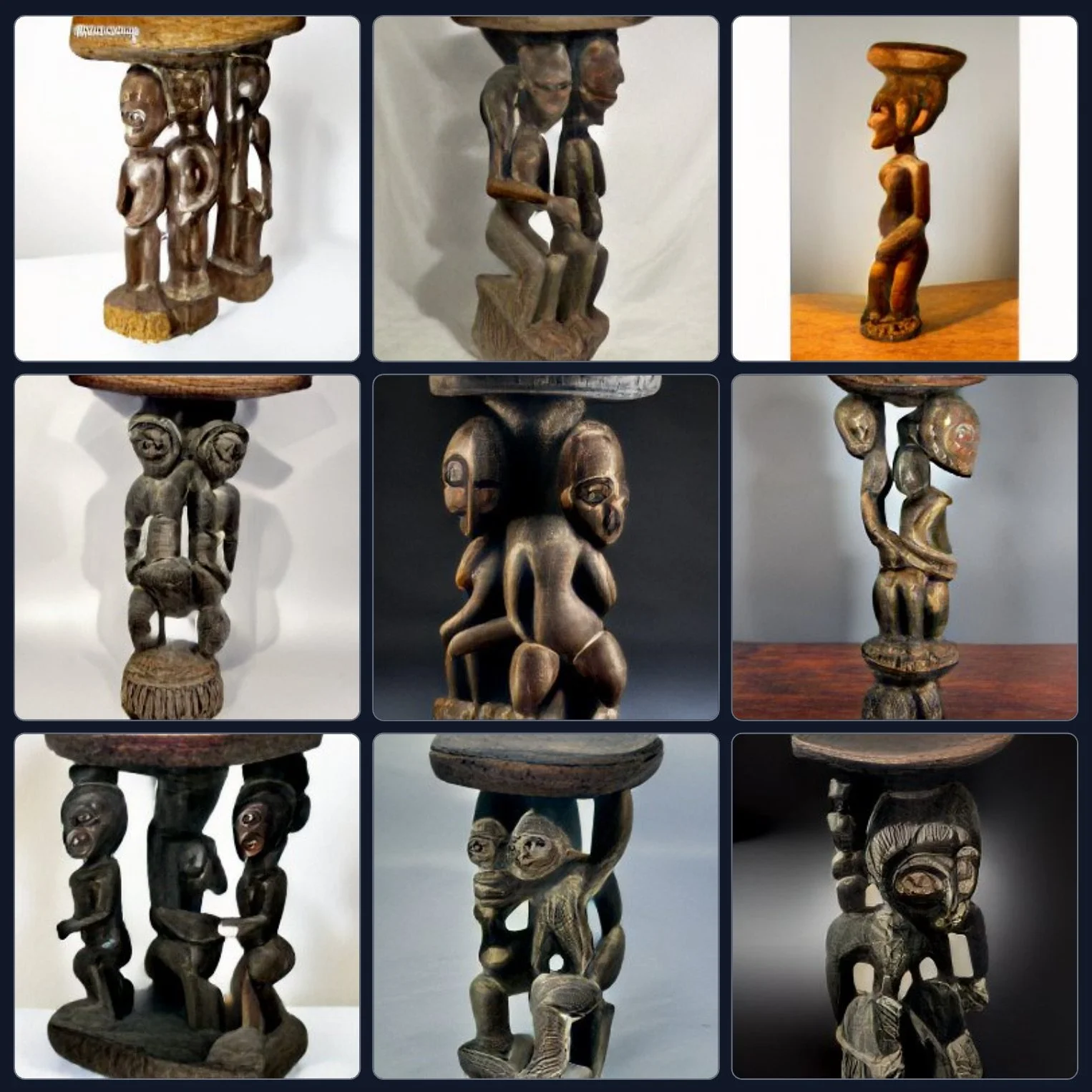 Caryatid Stool Cameroon Wood