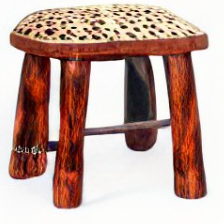 Leopard Wood Stool