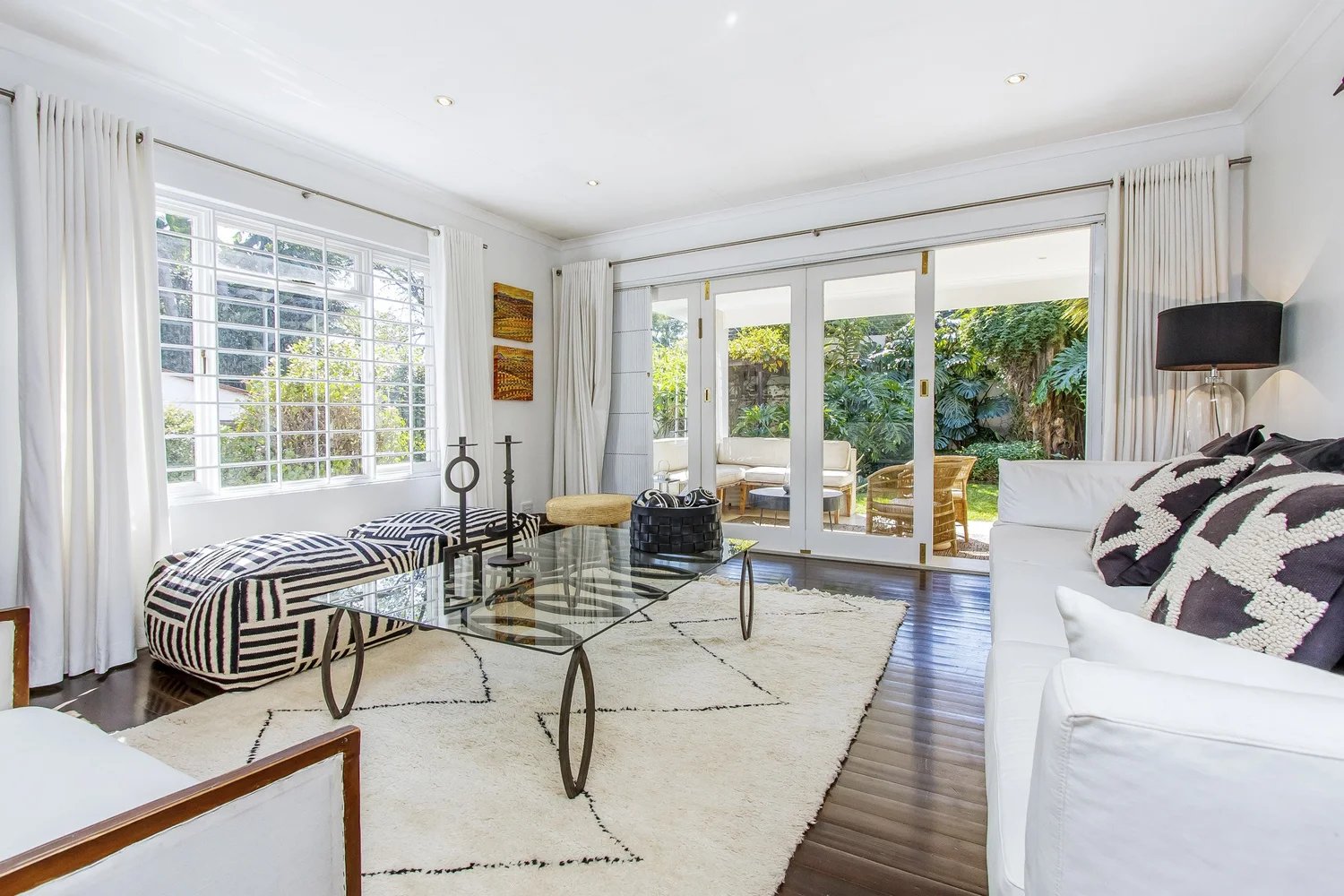 Lounge with French doors opening onto the garden