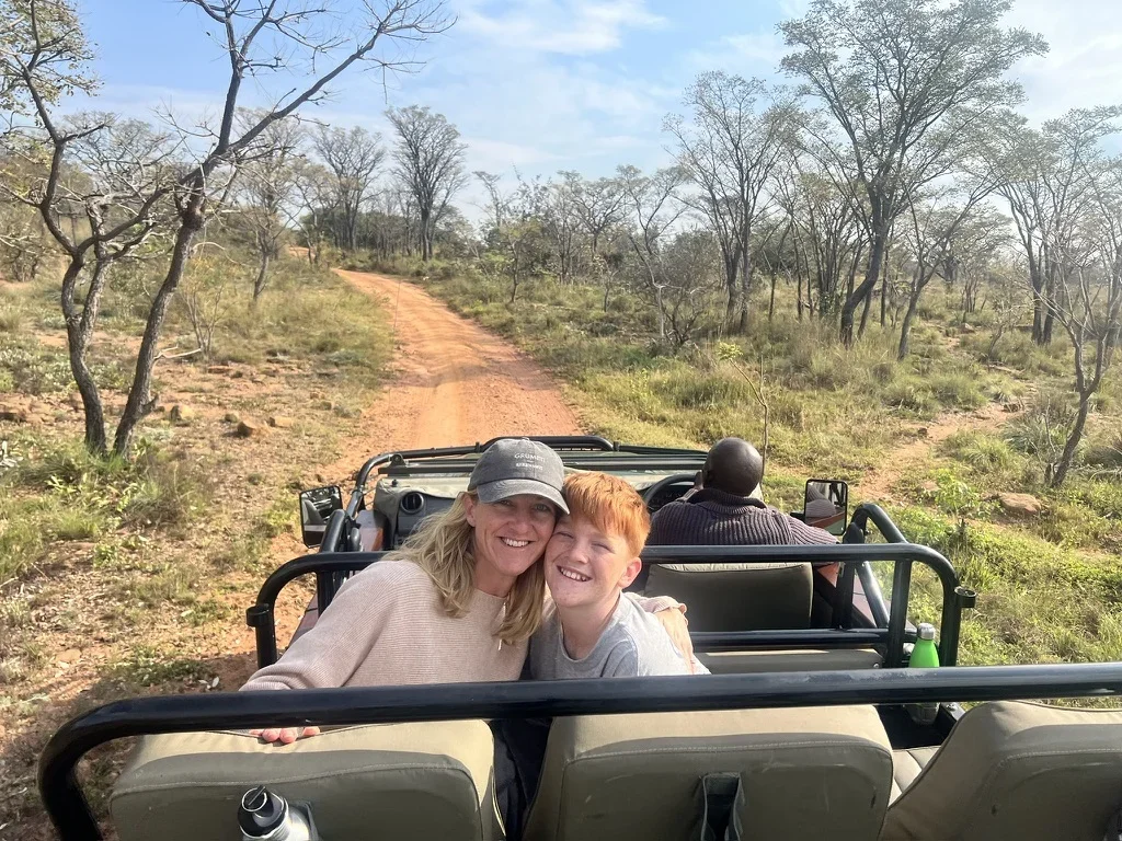 Family game drive in the South African bush