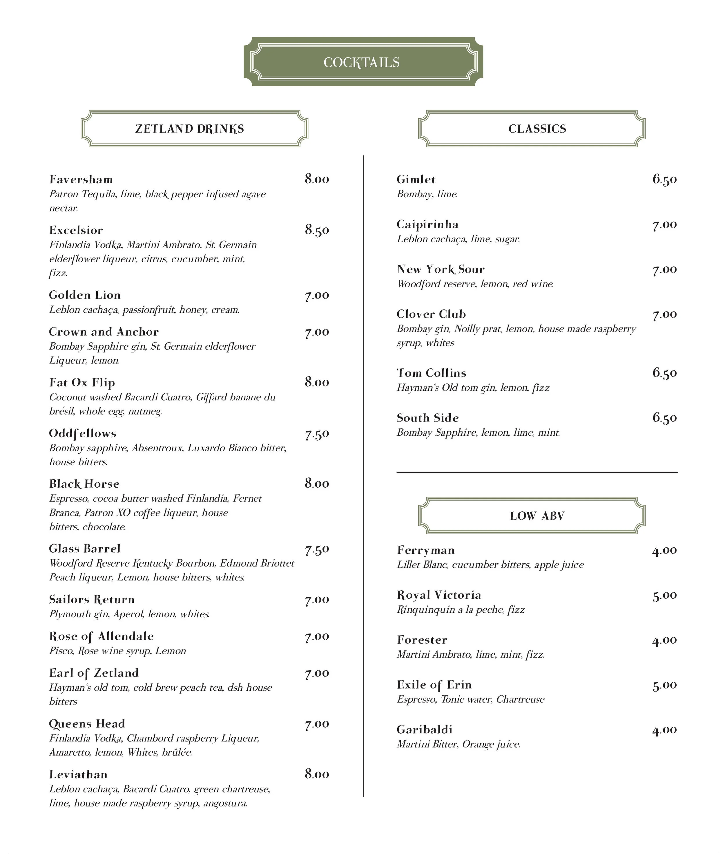 Zetland Bar — The Zetland