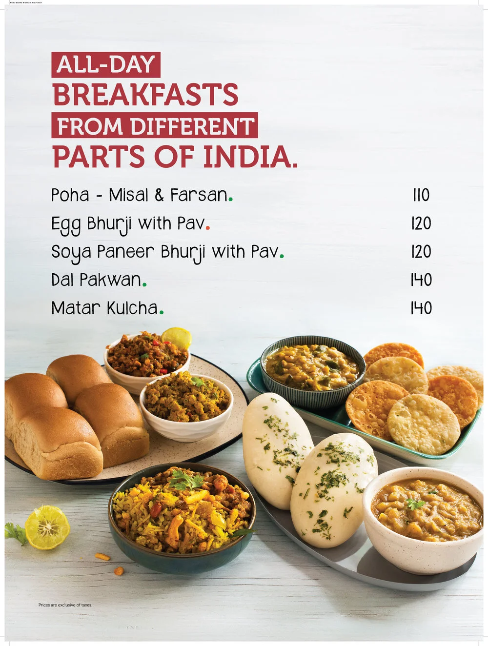 Food Photography Menu for Tata Cha, Bangalore, India
