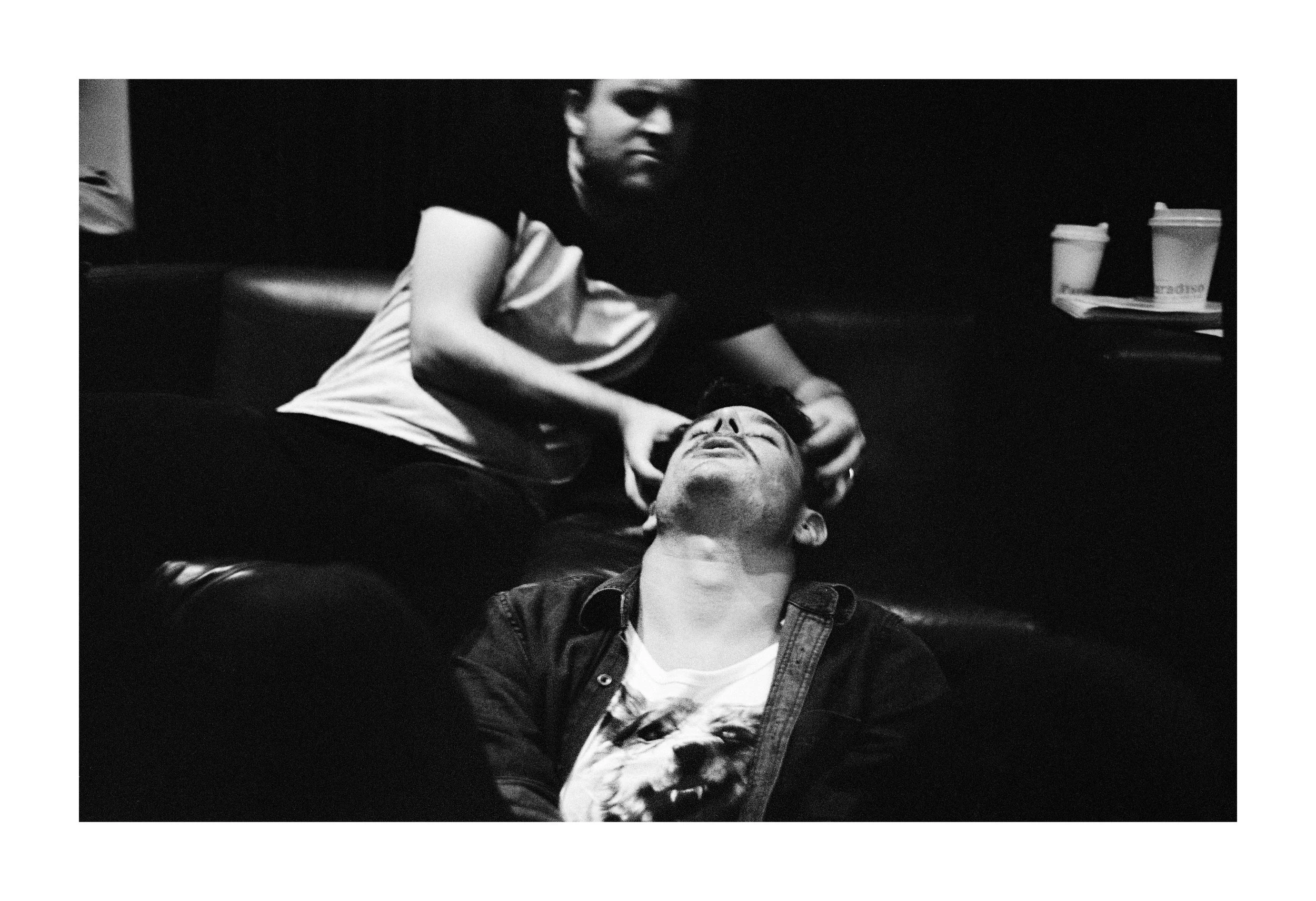 Killian massages Dave in the studio, Sydney, 2013.