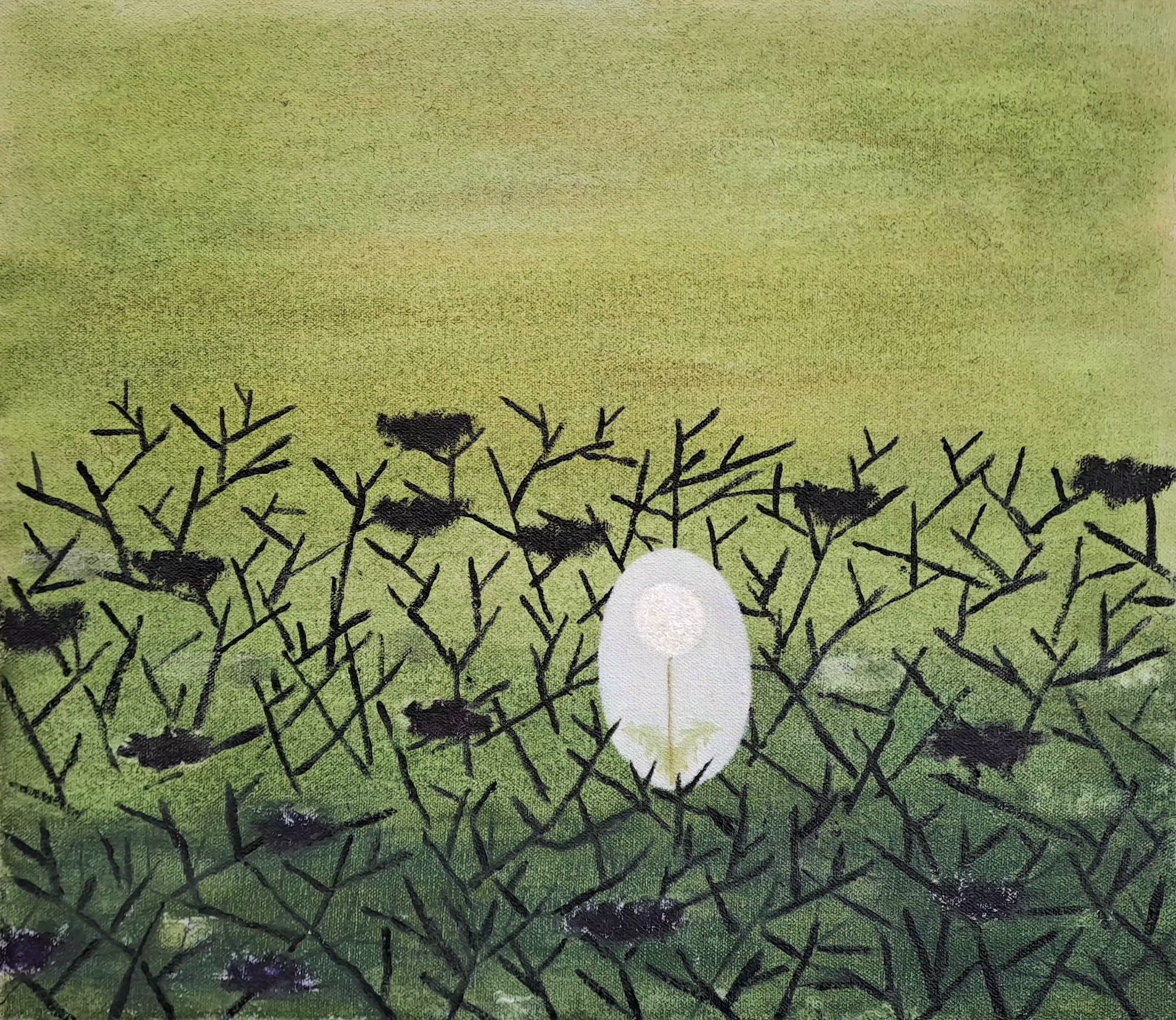 In Green Distance, Oil On Canvas, 30 x 35 cm, 2026