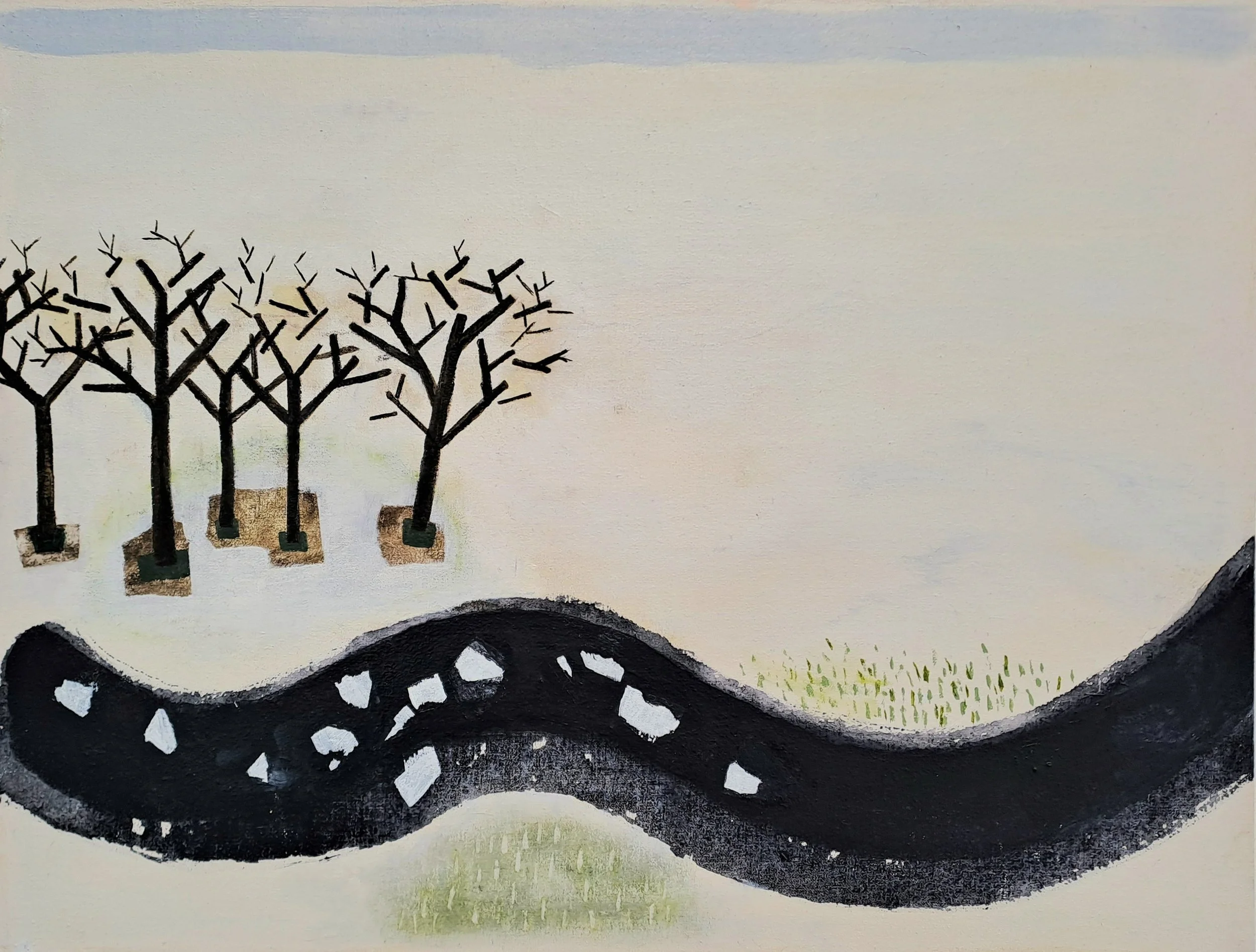 In Slow Indignation, Oil On Canvas Over Board, 30 x 40 cm, 2025