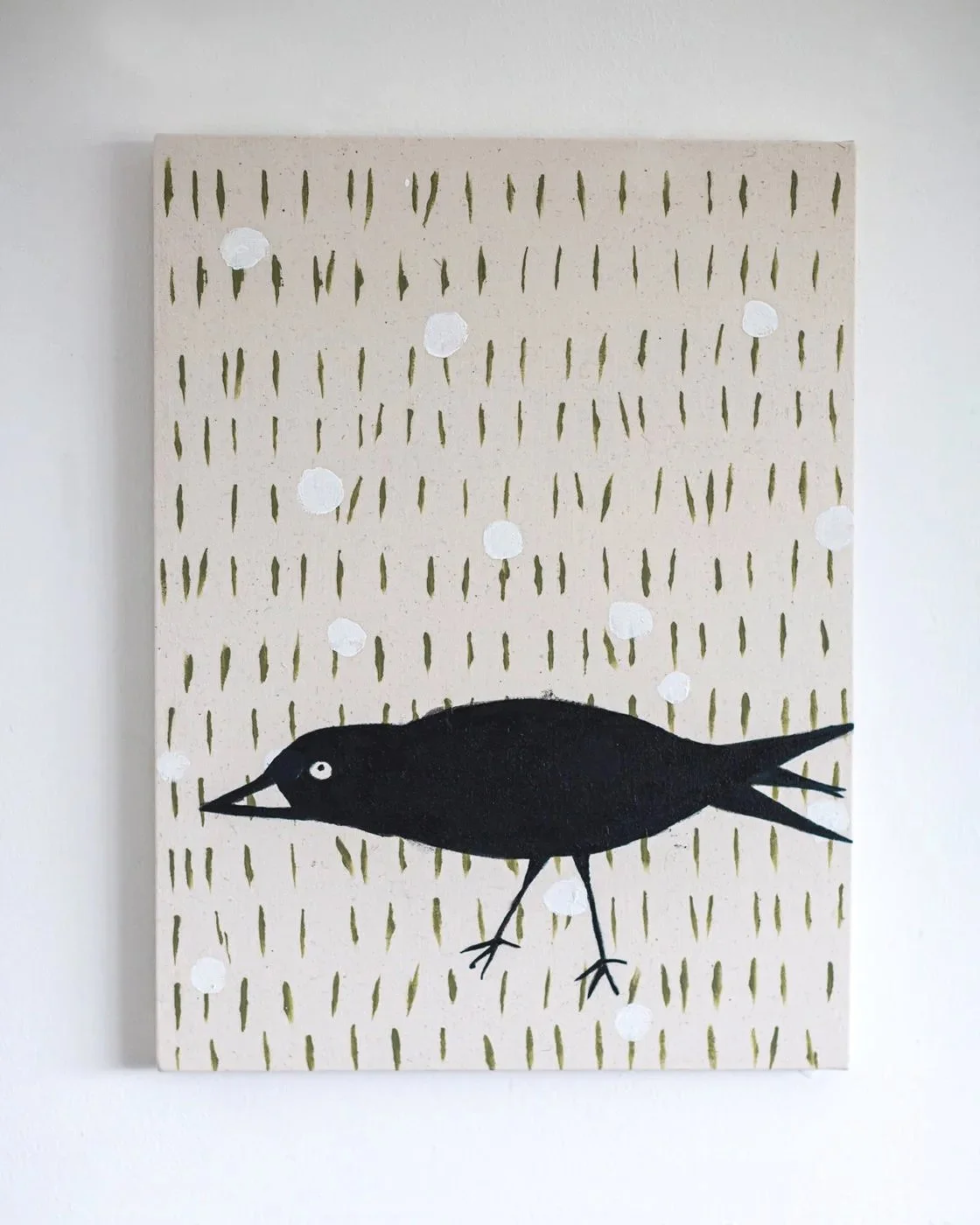 Black Bird, Oil On Canvas Over Board, 40 x 30 cm, 2023