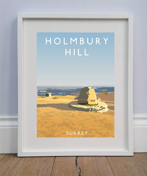 The view from Holmbury Hill. Travel Poster. Illustration. Print