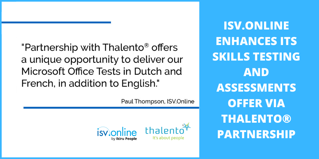 “ISV.Online Significantly Enhances its Skills Testing and Assessments Offer via Thalento® Partnership” -The Global Recruiter