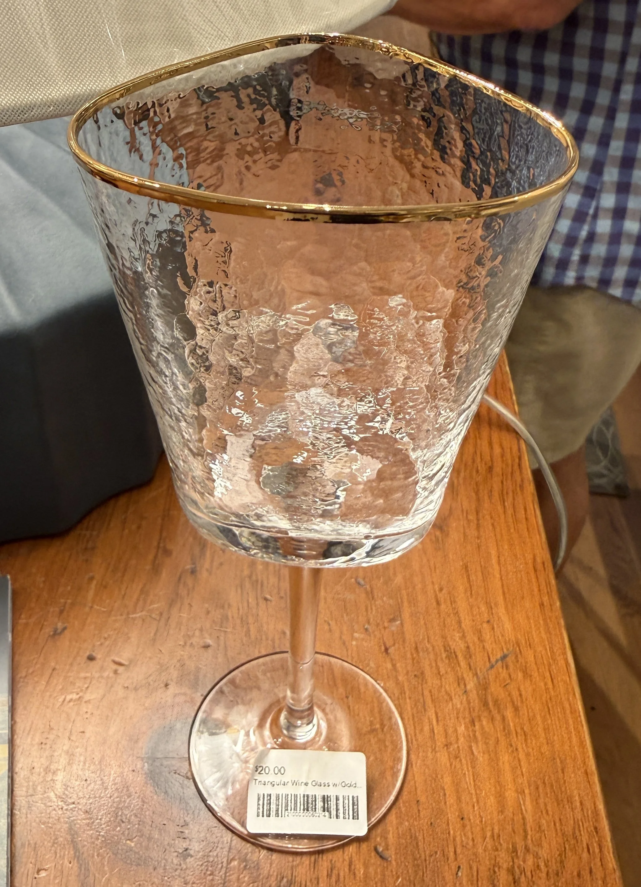 Asymetrical wine glass at Shor