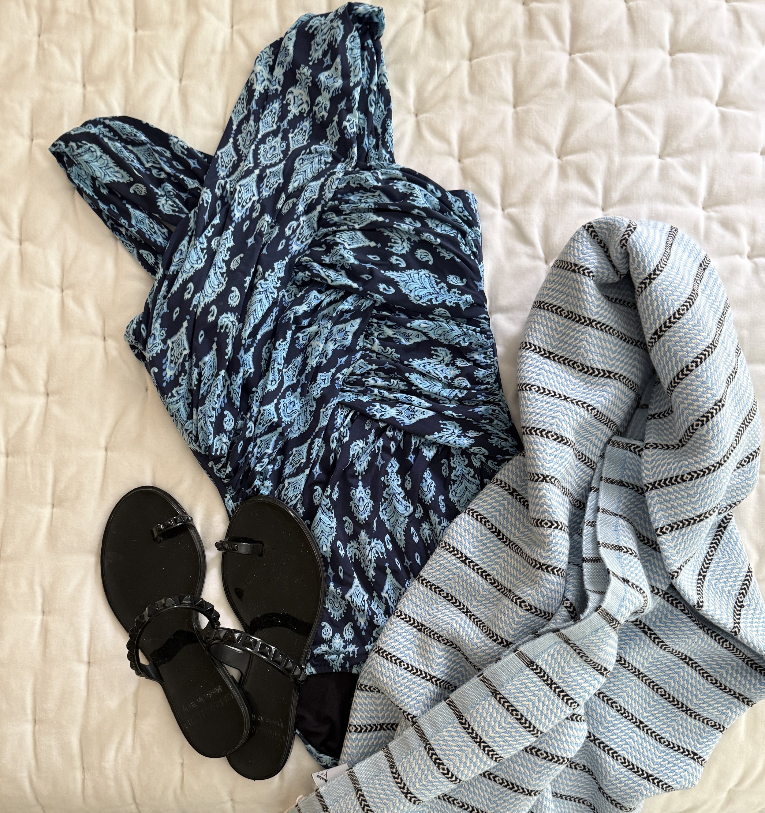 Clothing laid out for trip