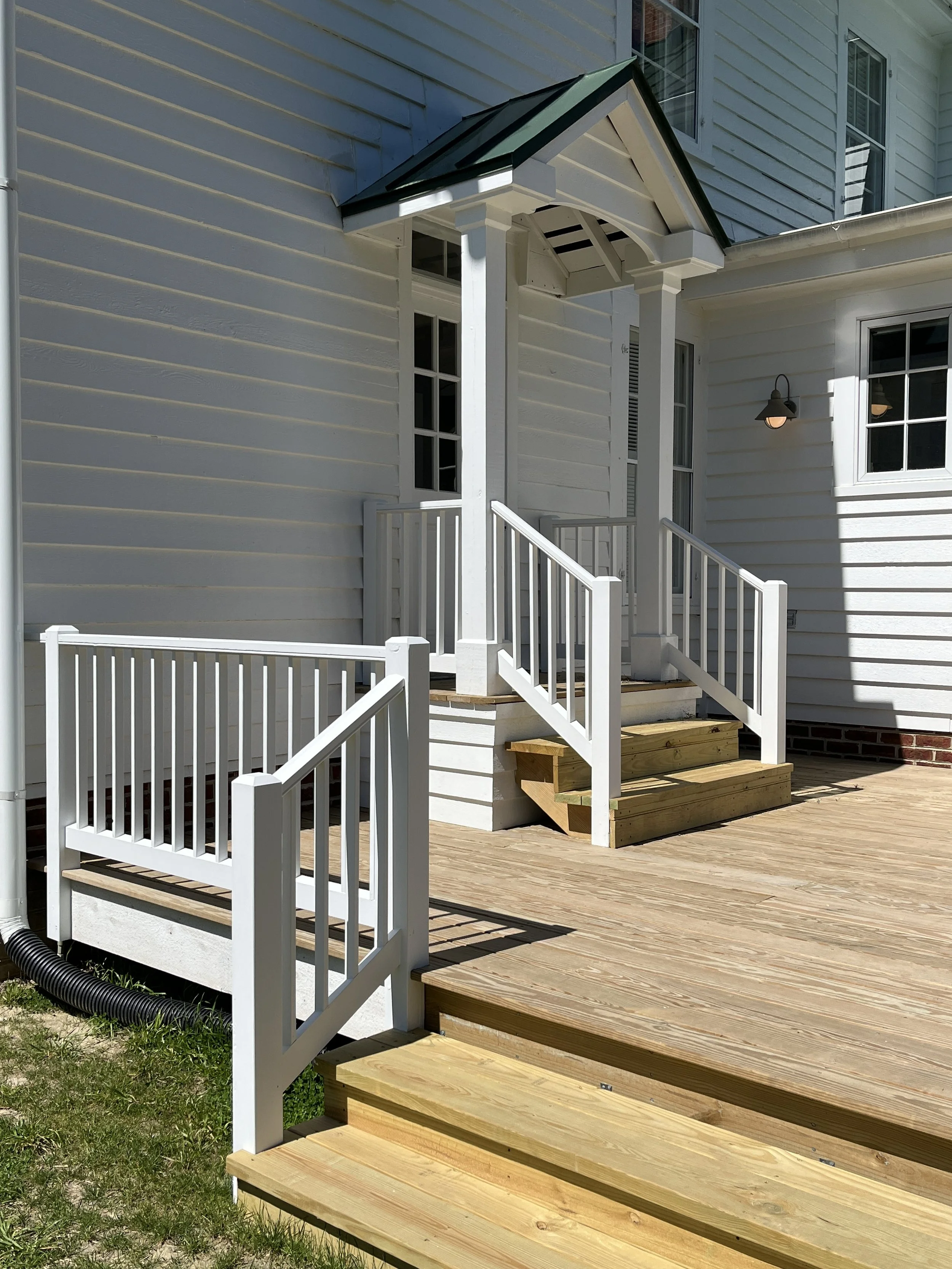 New deck and stoop at river house