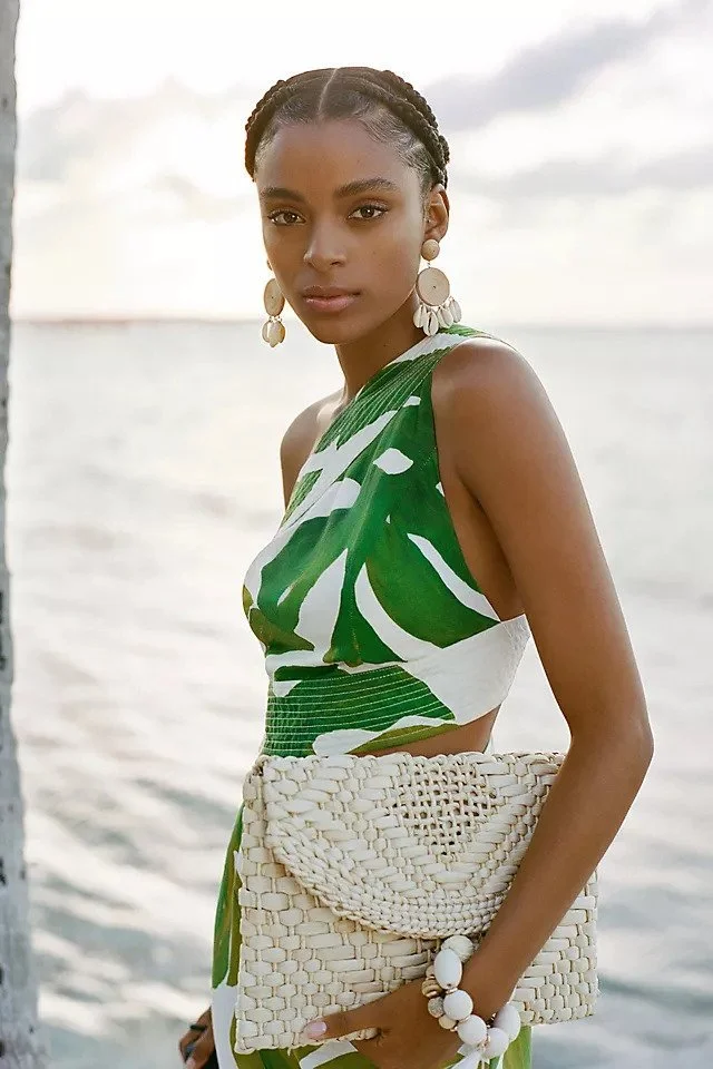 Anthropologie Oversized Raffia Clutch