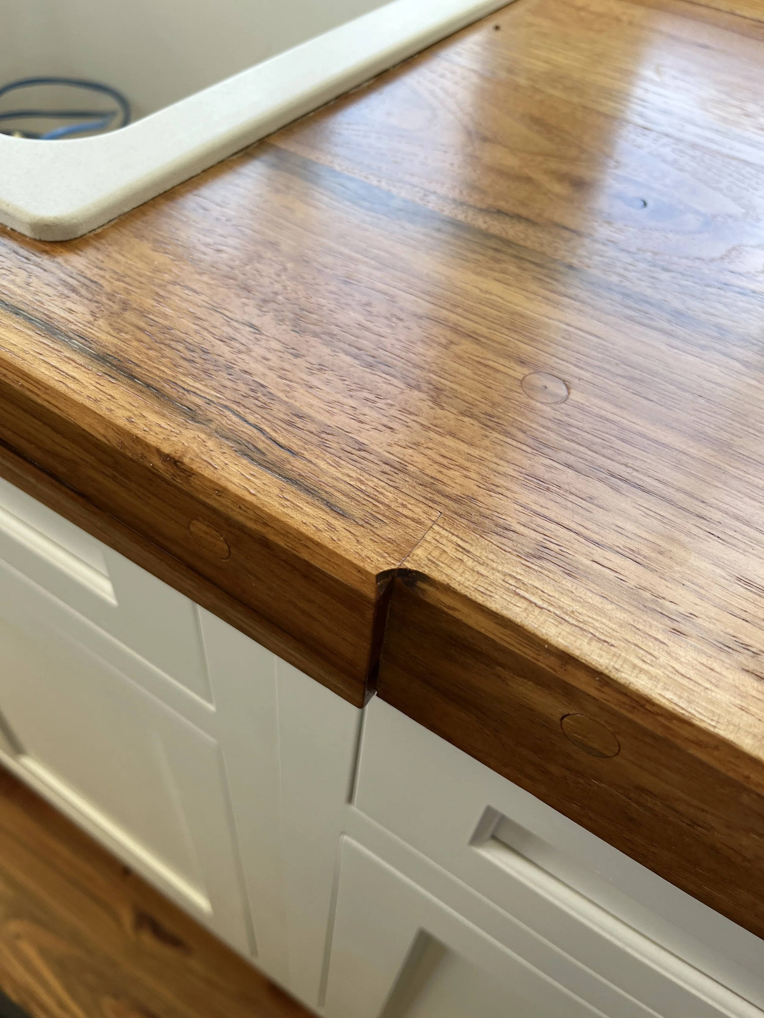 Pecan counter in mudroom at river house