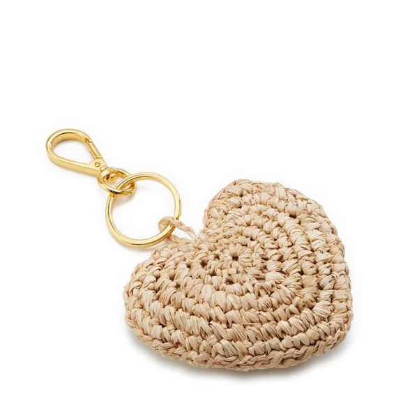 Aerin Raffia Heart Keychain