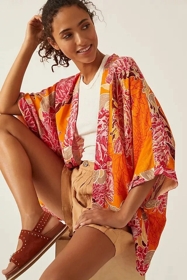 Anthropologie Mixed Floral Kimono