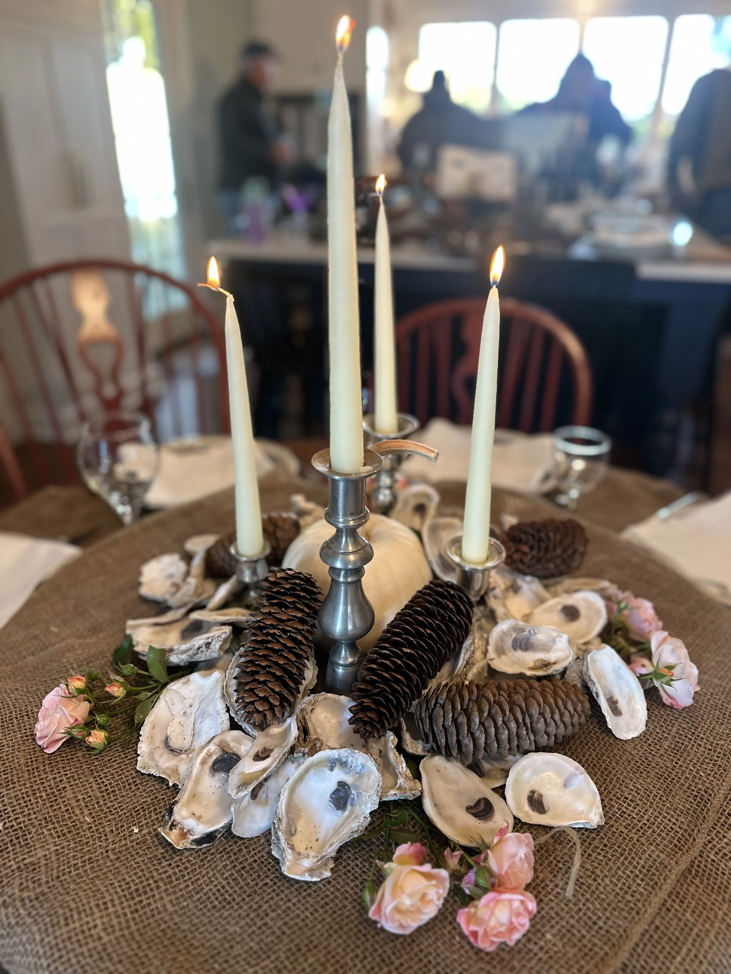 Shells and candles arrangement