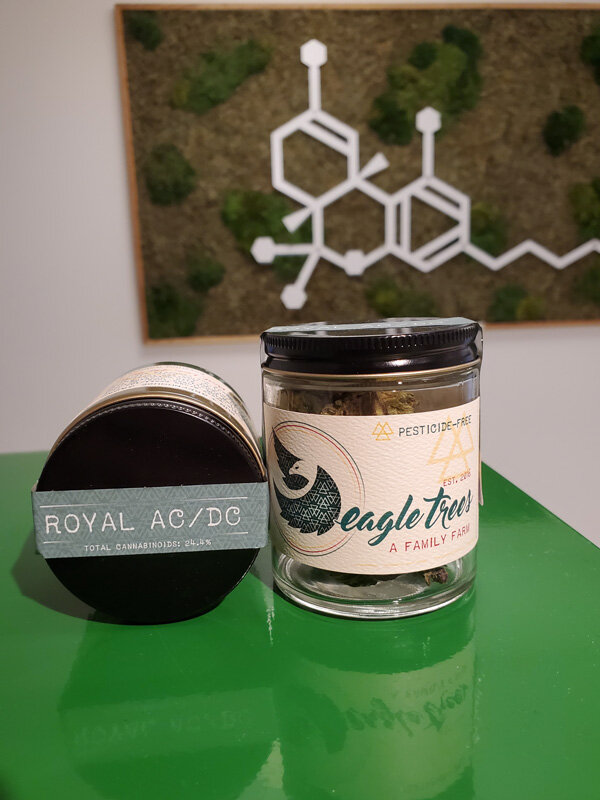 Eagle Trees Royal AC/DC - Eagle Trees is grown pesticide free under the sun in a green house to ensure that they are producing the cleanest and highest quality cannabis possible. Their Royal AC/DC is quickly becoming a favorite. The combination of Royal Kush and AC/DC provides an incredible profile of high CBD but also a good amount of THC to be very effective for a providing relief. Available in smokable flower, or in a concentrated Full Spectrum RSO oil you can smoke, eat, or cook with.
