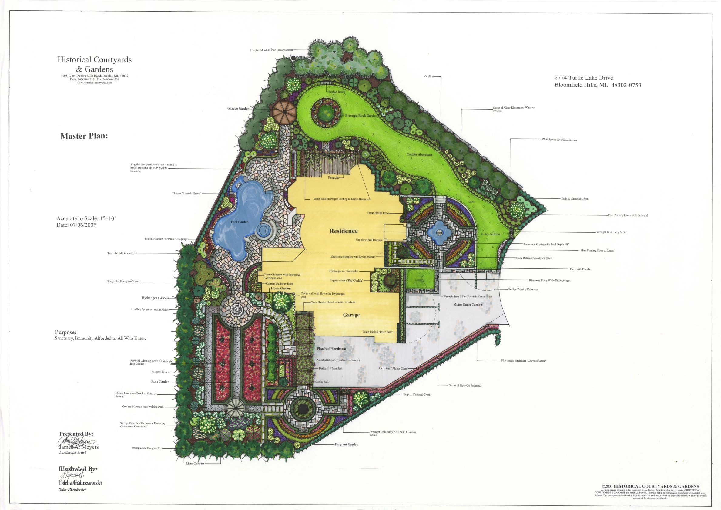 Formal European-style master plan in Bloomfield Hills, MI, featuring a primary axis and sacred geometry design principles for Art Van