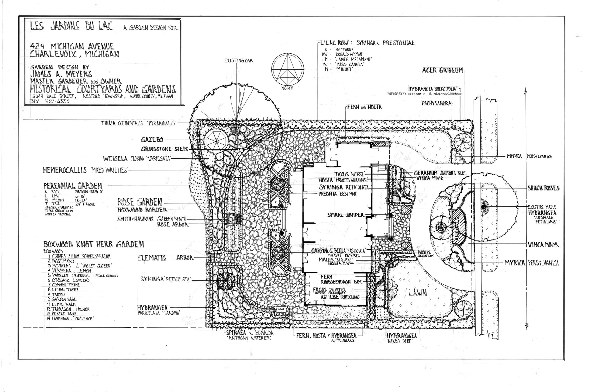 Charlevoix cottage: Belgium block drive, flagstone paths, boxwood hedges, historic raised gazebo, Lake MI views, rose and knot herb gardens.