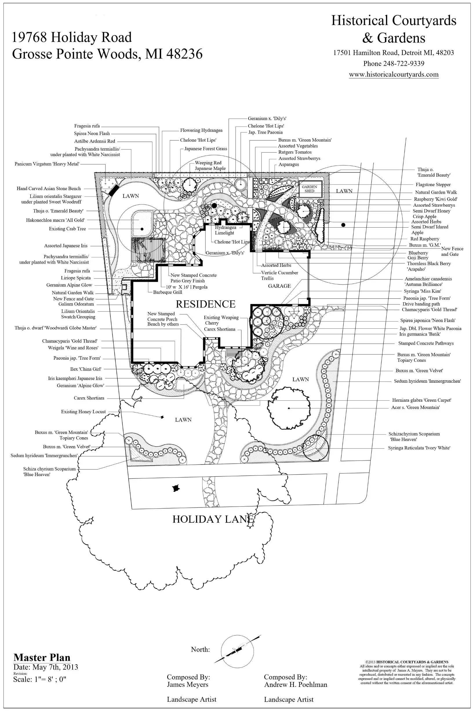 Country Landscape in Detroit with flagstone pathways, patios, and a pergola.