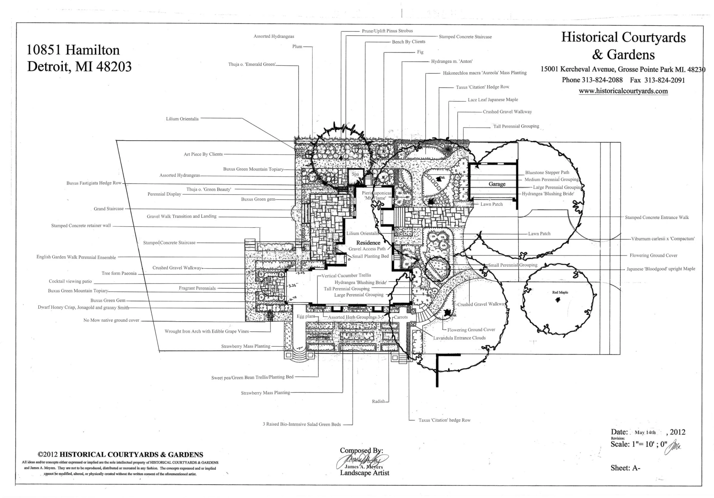 Historic home by the Detroit Golf Club with flagstone walkways, terraces, and edible garden rooms.