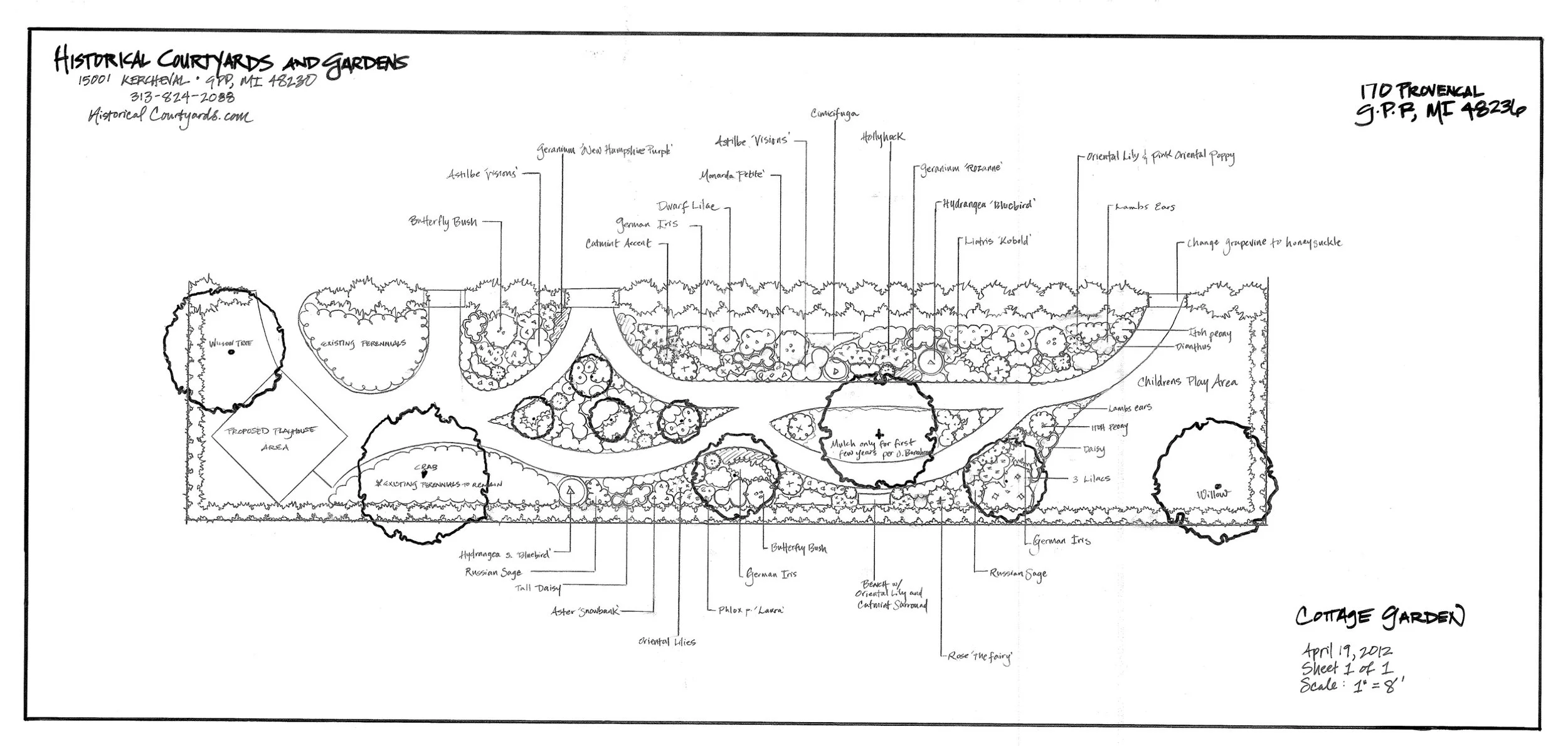 Garden Design Hidden by Evergreen hedges Crushed Gravel paths Play house evergreen hedge sitting bench lawn play area