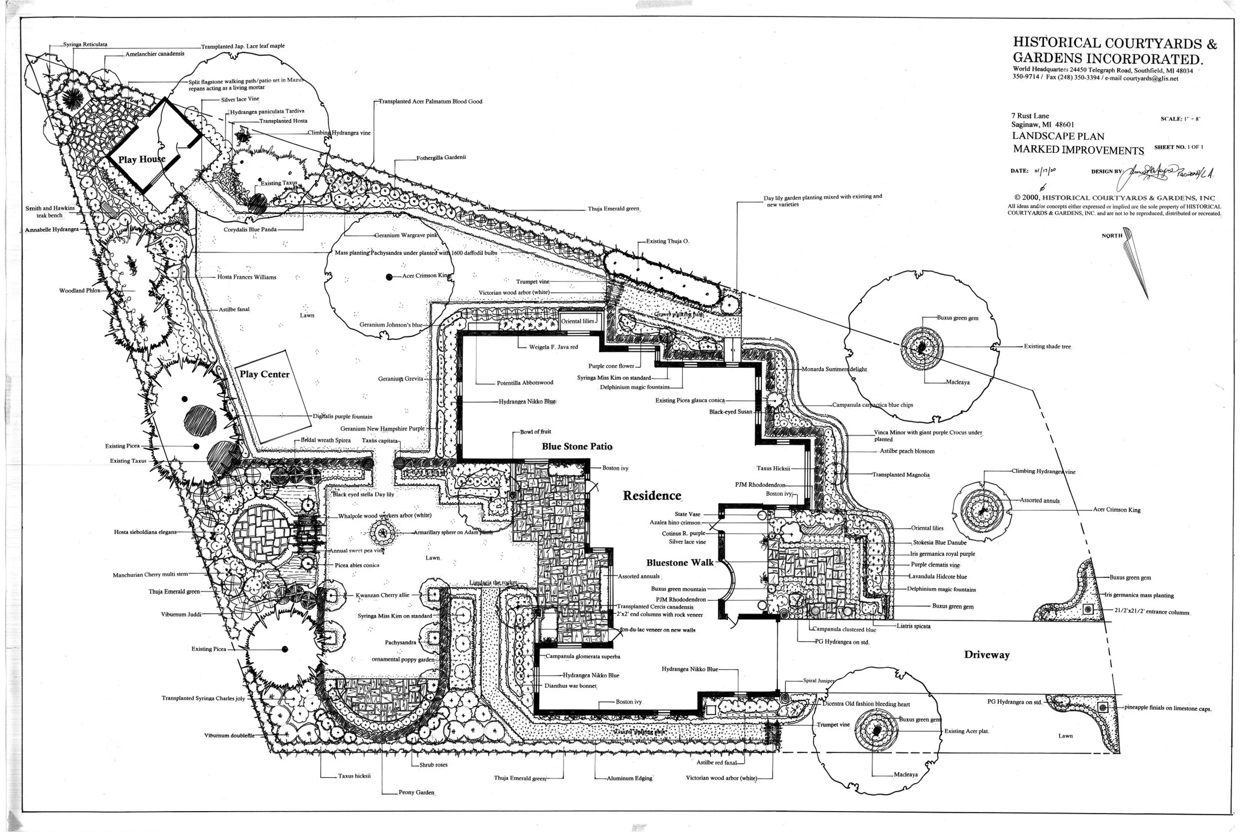 Master Plan in Saginaw Michigan featuring garden entry, gravel paths, and lawn section.