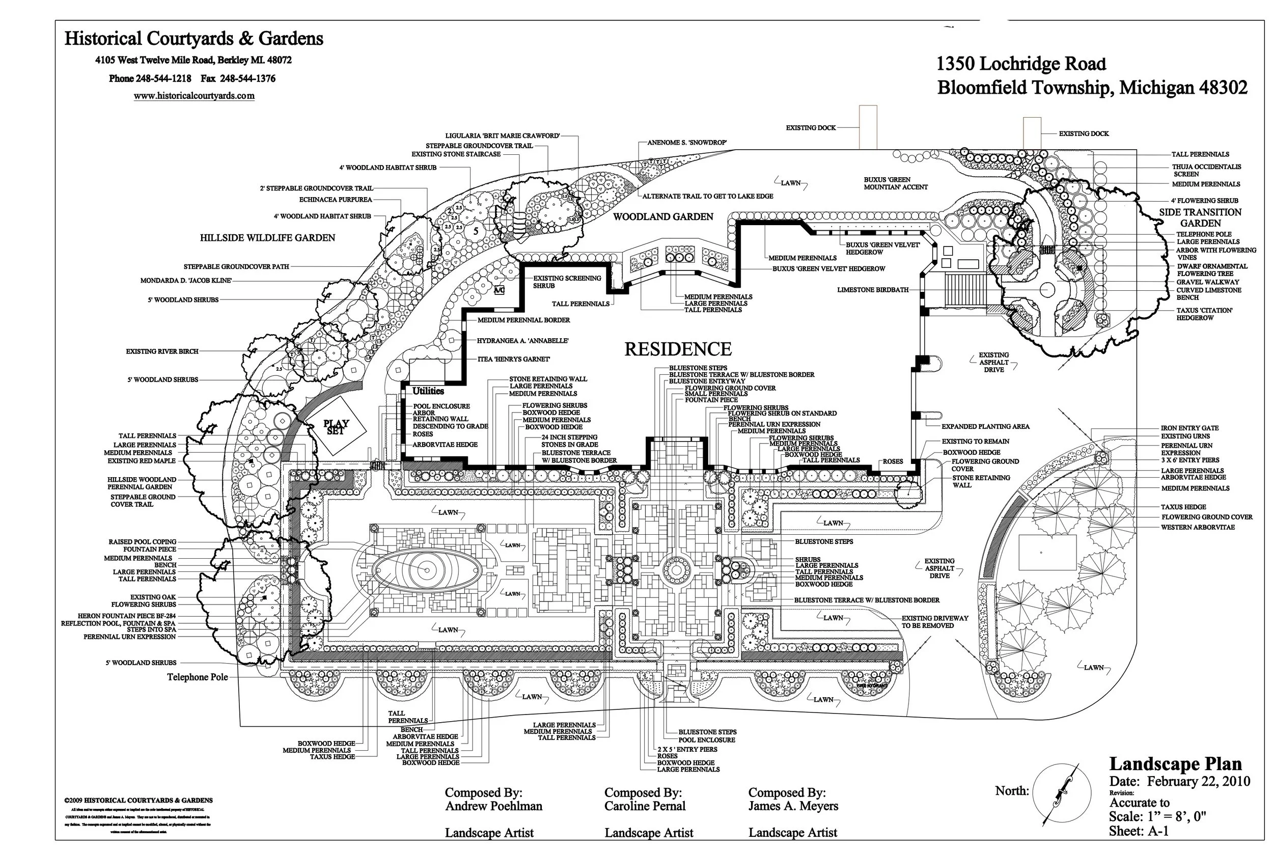 In Bloomfield Twp, this lakeside estate features a grand limestone entry, a formal fountain, and hidden pools amidst lush woodland and wildlife gardens.