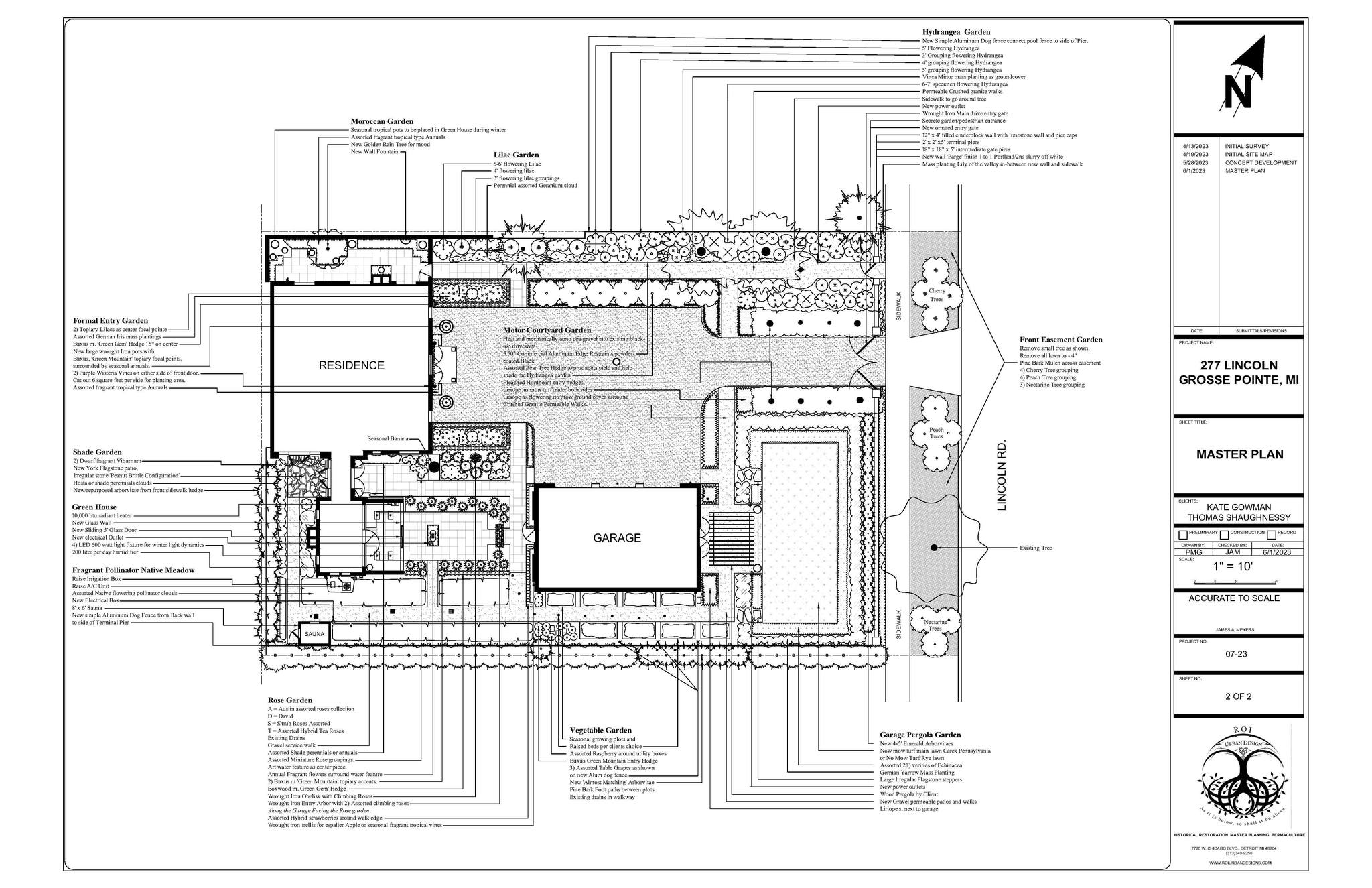 A Formal European Master Plan in Grosse Pointe Michigan featuring no mow lawn and permiculture