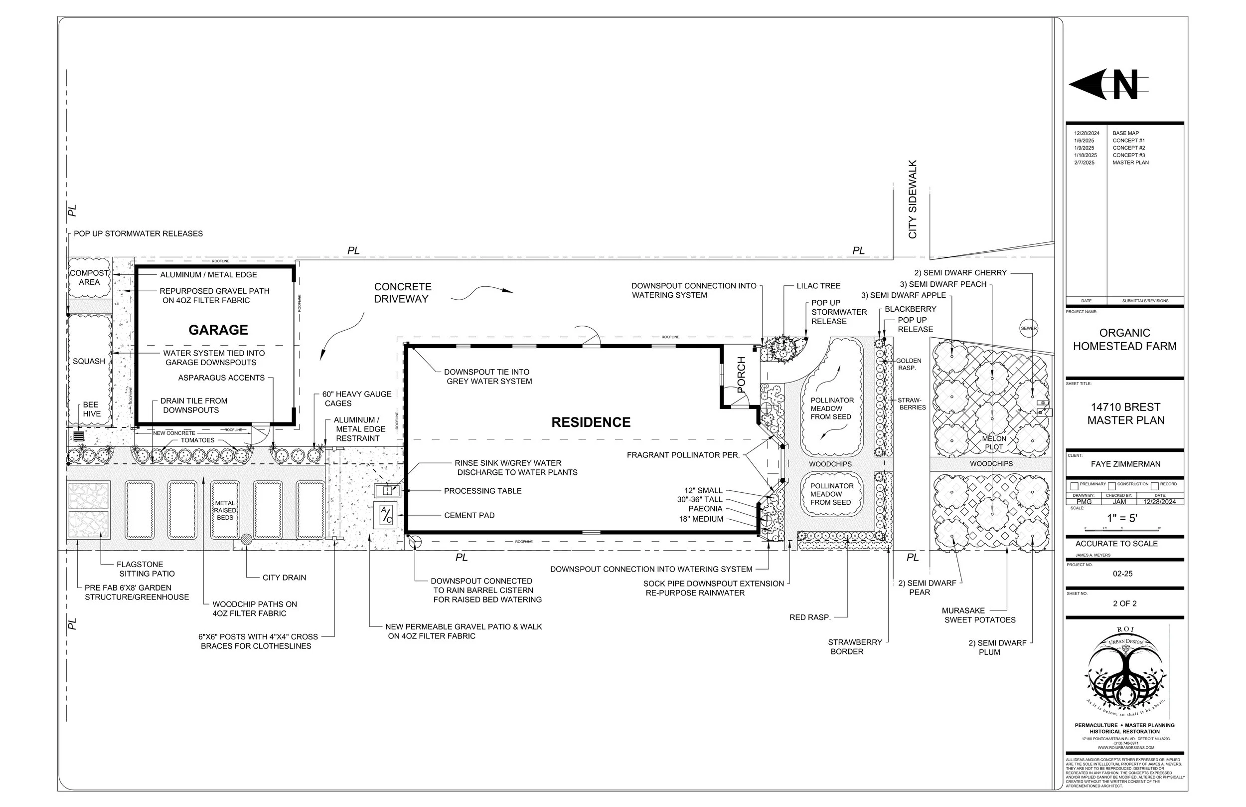 Master Plan in Southgate Michigan with woodchip paths and pollinator gardens