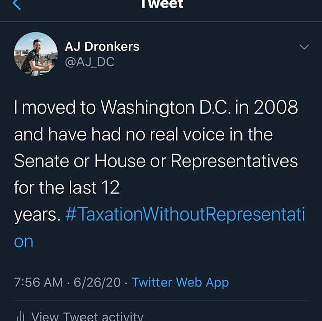 Make DC the 51st state! DC has been a majority Black city since the 1950's and is still 47% Black. If you don't think the lack of representation&nbsp;for DC isn't a form of a systemic racism you're wrong. #taxationwithoutrepresentation #blacklivesmat