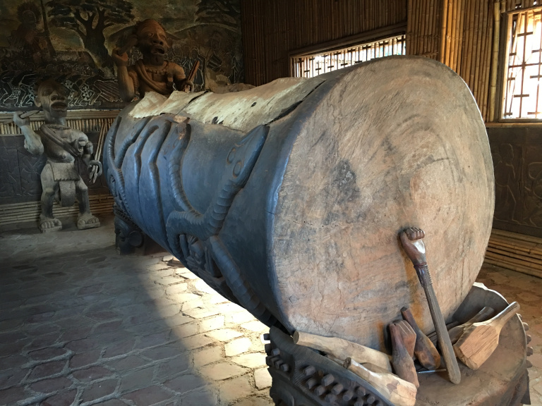 Drum to call warriors to battle, Foumban, Cameroon