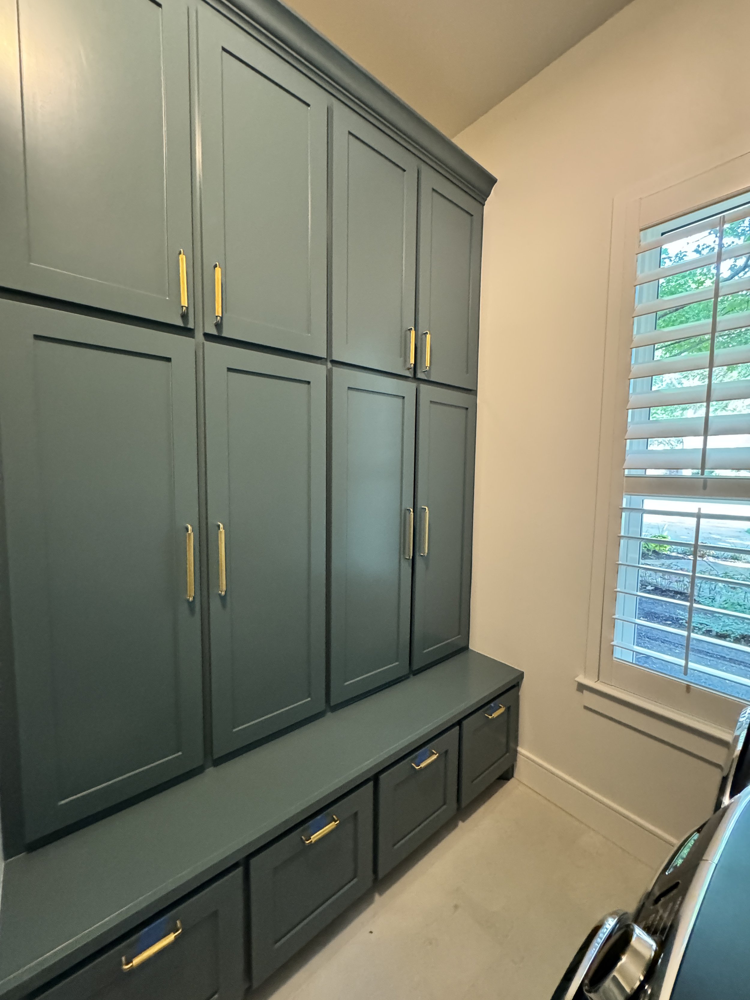 Floor-to-Ceiling Custom Mud Bench &amp; Storage System