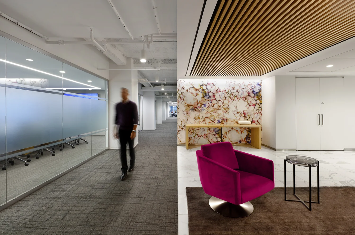 waiting area & corridor to open workspace