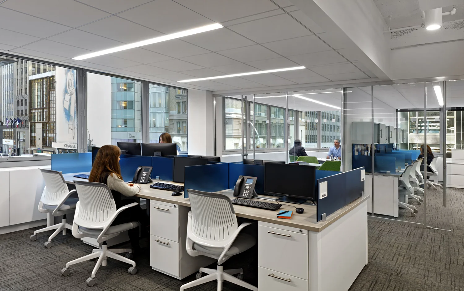 open workstations, office suite, & private office