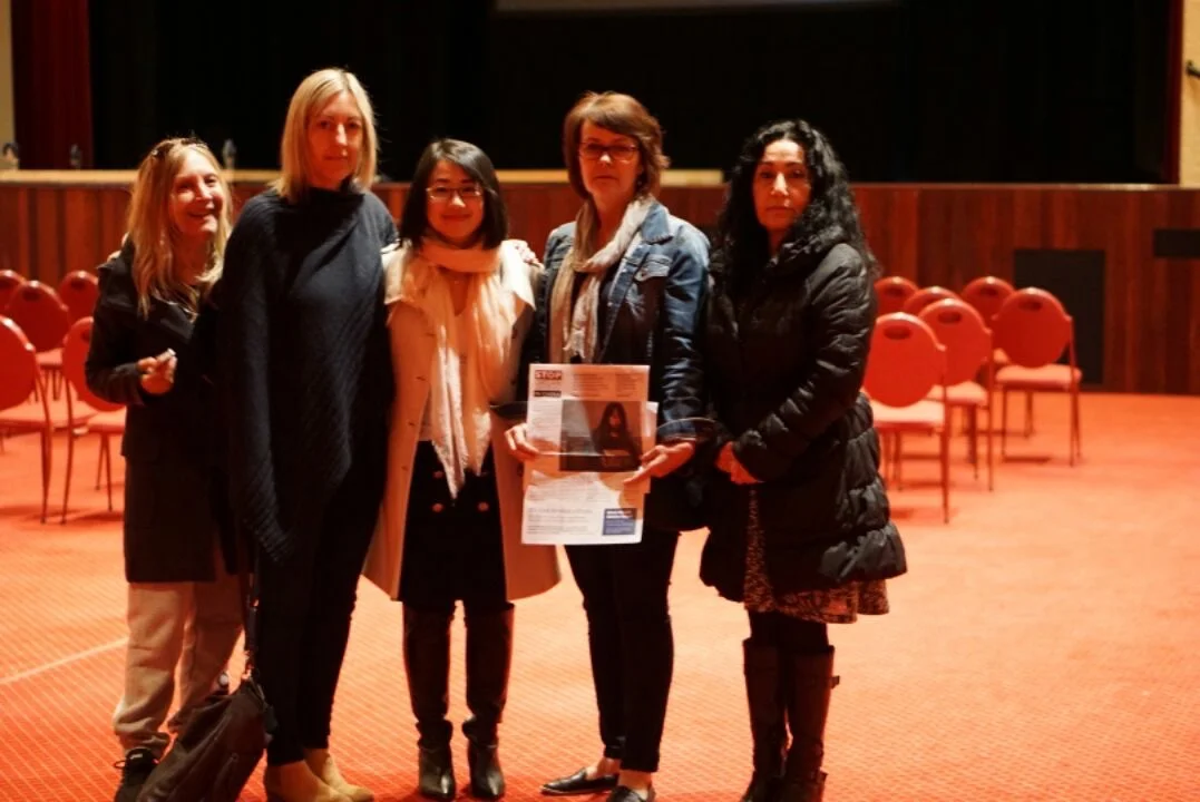 Lisa Zhang (in the middle) whose mother was incarcerated in a Chinese labor Camp for her belief attended the Q&A discussion. (Image Credit: Steven Le)