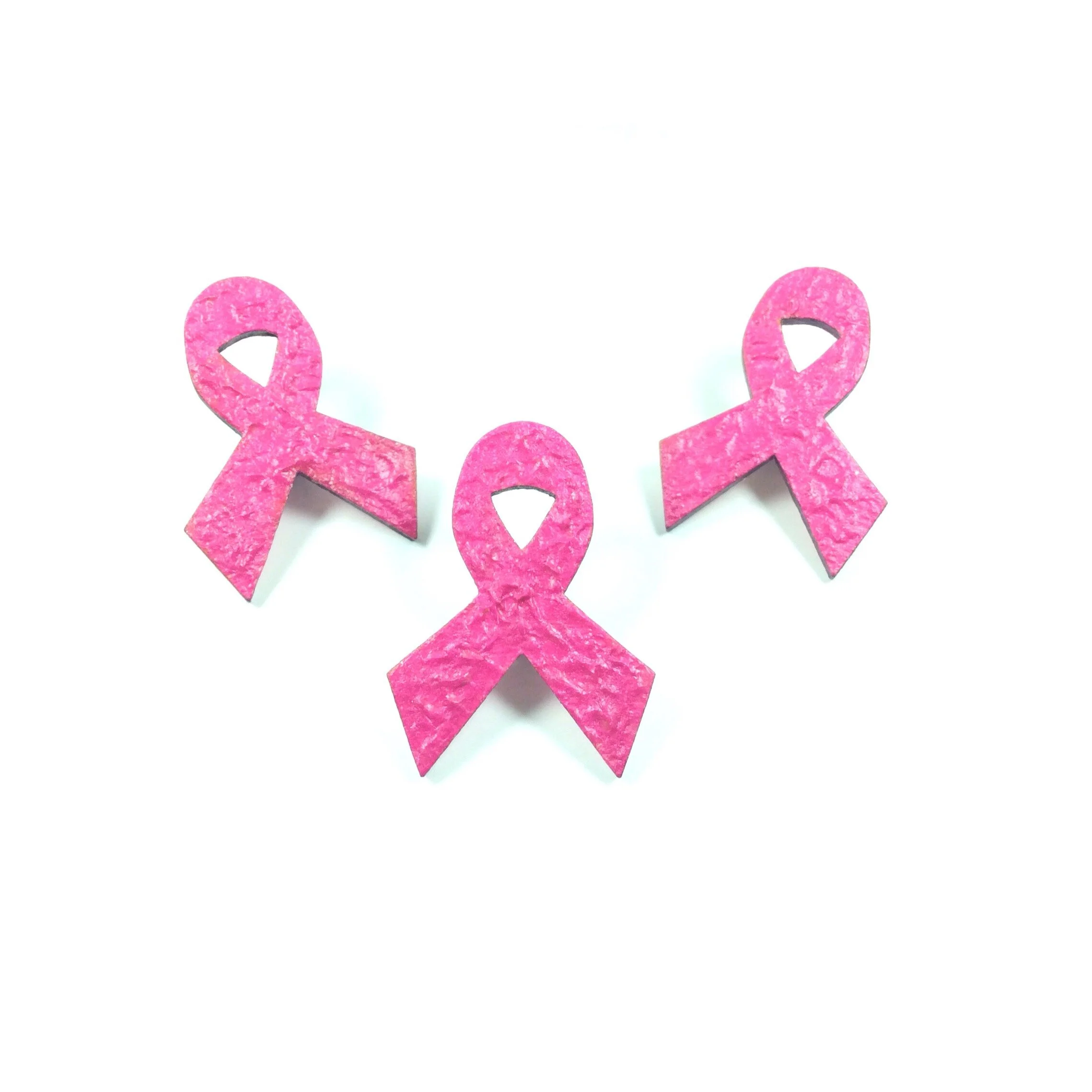 Birch Wood Ribbon Breast Cancer Pin