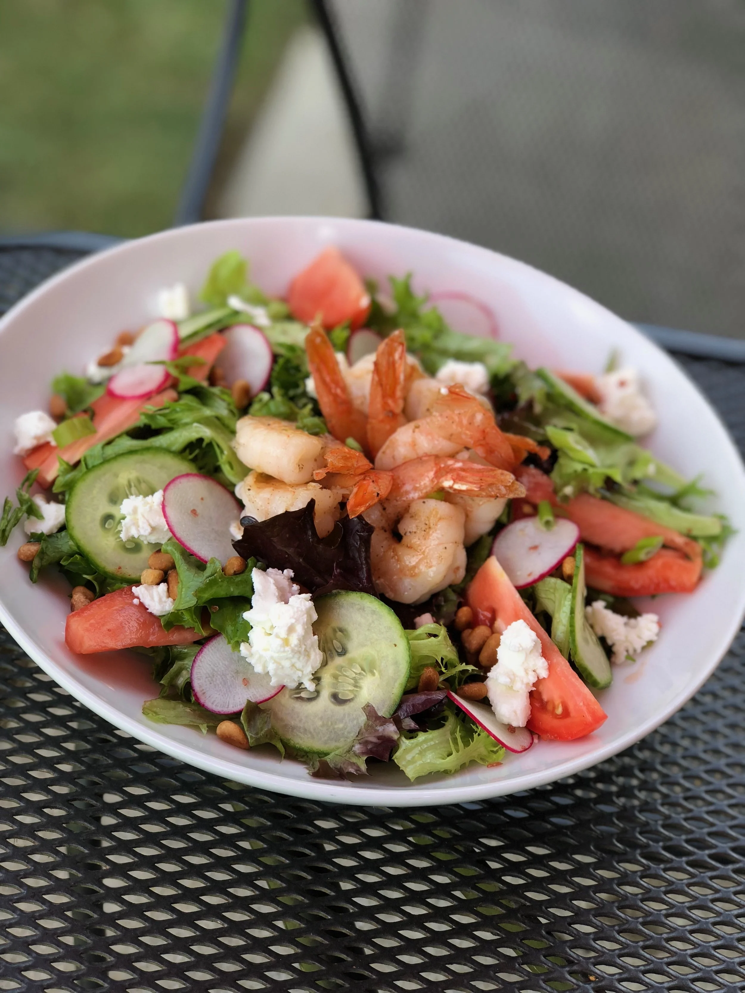      

 
    CONCH CEVICHE    A Fresh Salad of Conch, Peppers, Citrus and Fresh Herbs, Served with Avocado Slices, Wontons and Sriracha Honey    $14       GRILLED SHRIMP SALAD    Six Grilled Shrimp, Goat Cheese, Tomato, Radishes, Cucumbers and Toaste