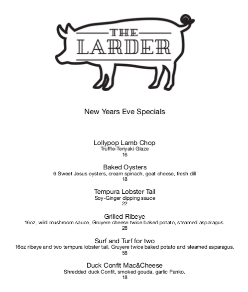 OUR NEW YEARS EVE MENU! 