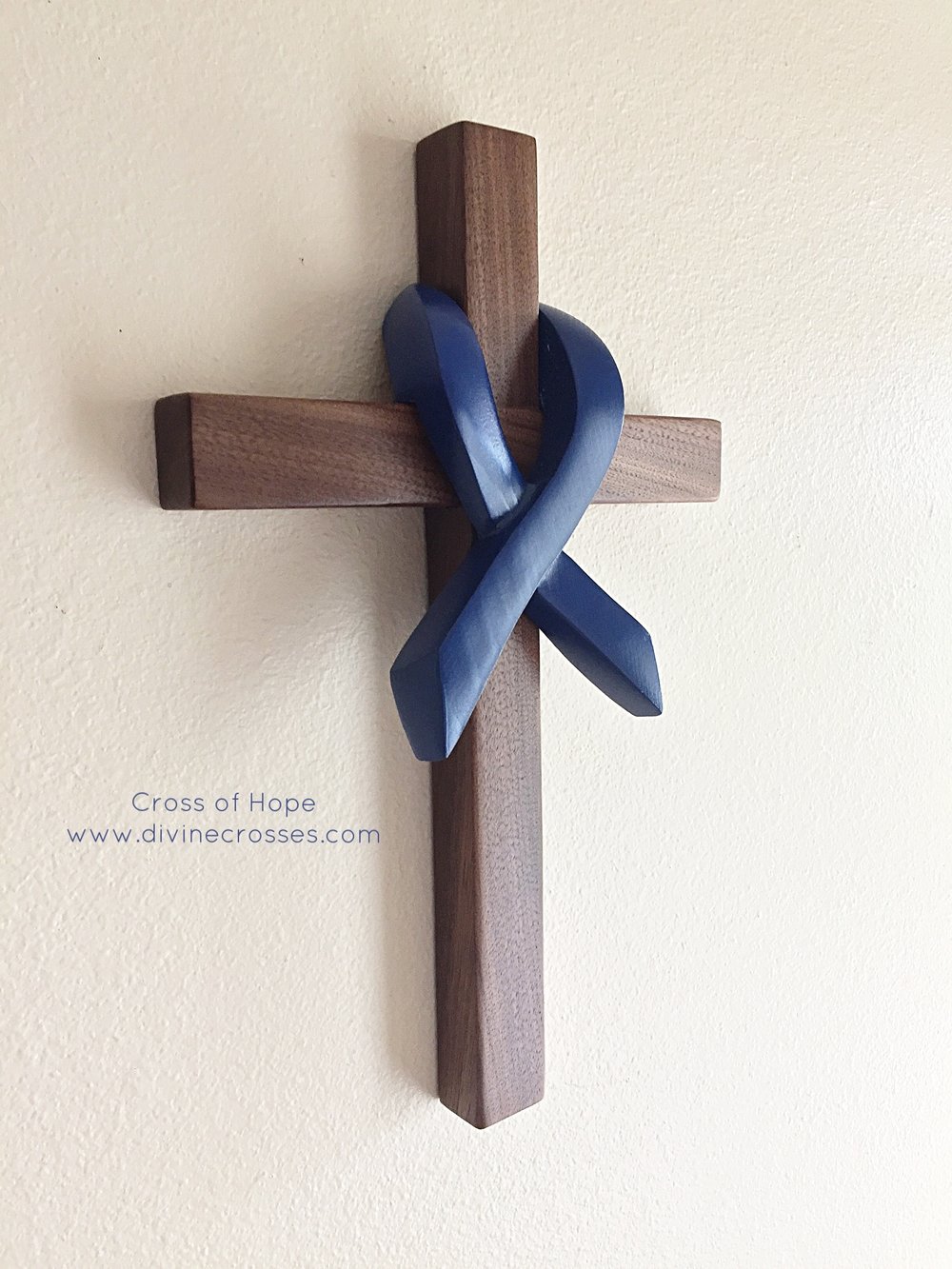 Cross of Hope - Blue Awareness Ribbon — DivineCrosses®