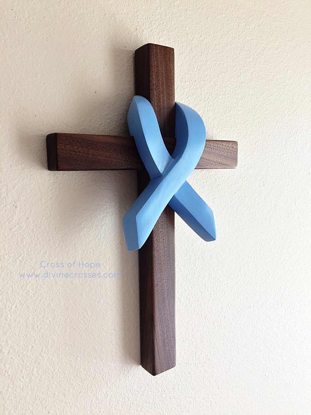 Cross of Hope - Light Blue Prostate Cancer Awareness Ribbon — DivineCrosses®
