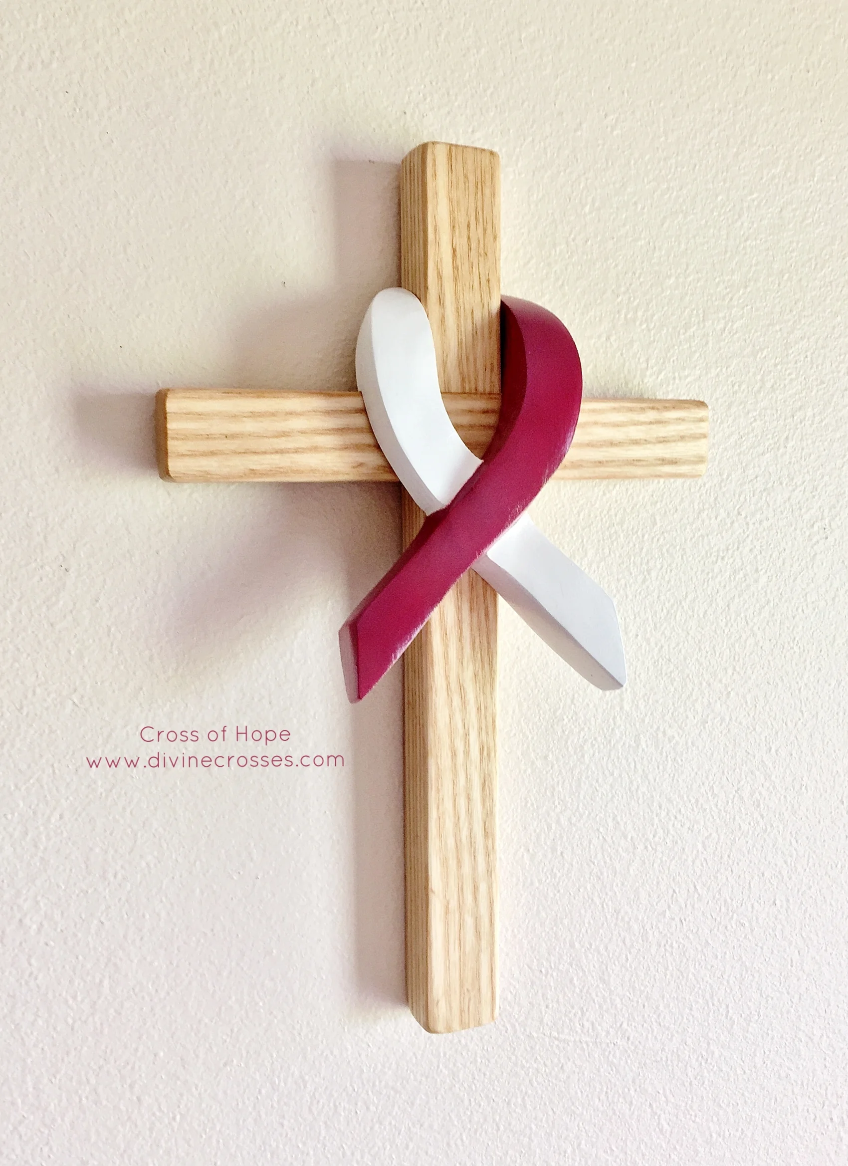 Cross Of Hope Ash-Burgundy/White Ribbon