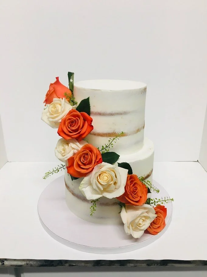 6 and 8 semi naked with orange and white roses.JPG