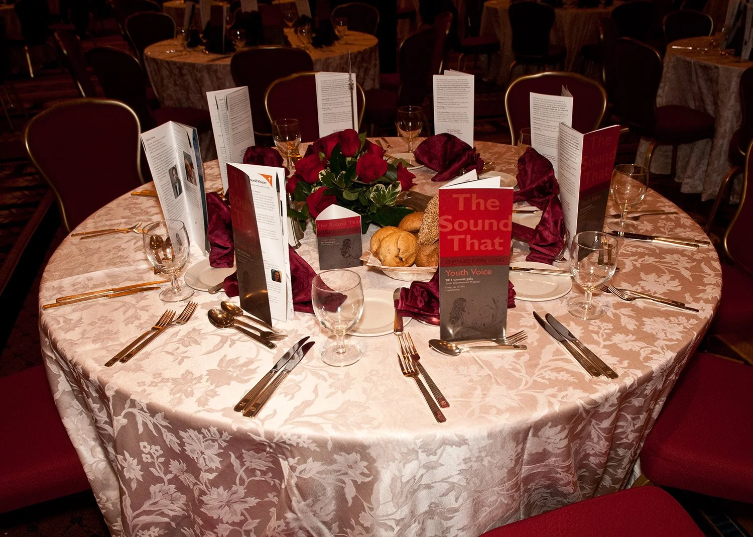 Table display of the brochures and table-top cards