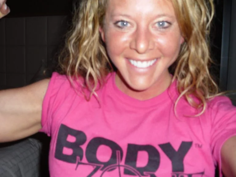 I took this photo after our first workout. We used a small studio space at a gym called Body Zone in Reading, PA. They gave us free T-Shirts! -March 11, 2010