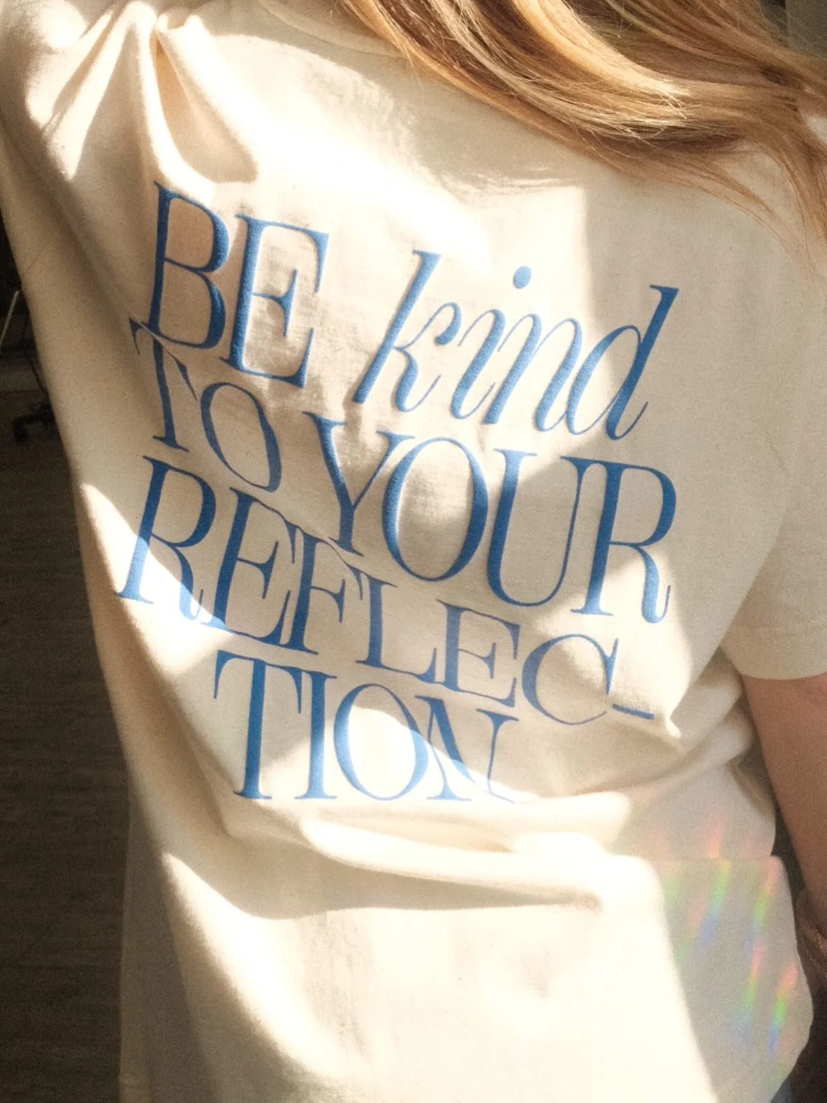 Have you seen the recent addition to our retail area??
@huntercreative.co helped us visualize a favorite reminder to our clients. 

Be K I N D  to your reflection ✨ 

These shirts are oversized, ethically sourced, organic cotton, and come in sizes xs