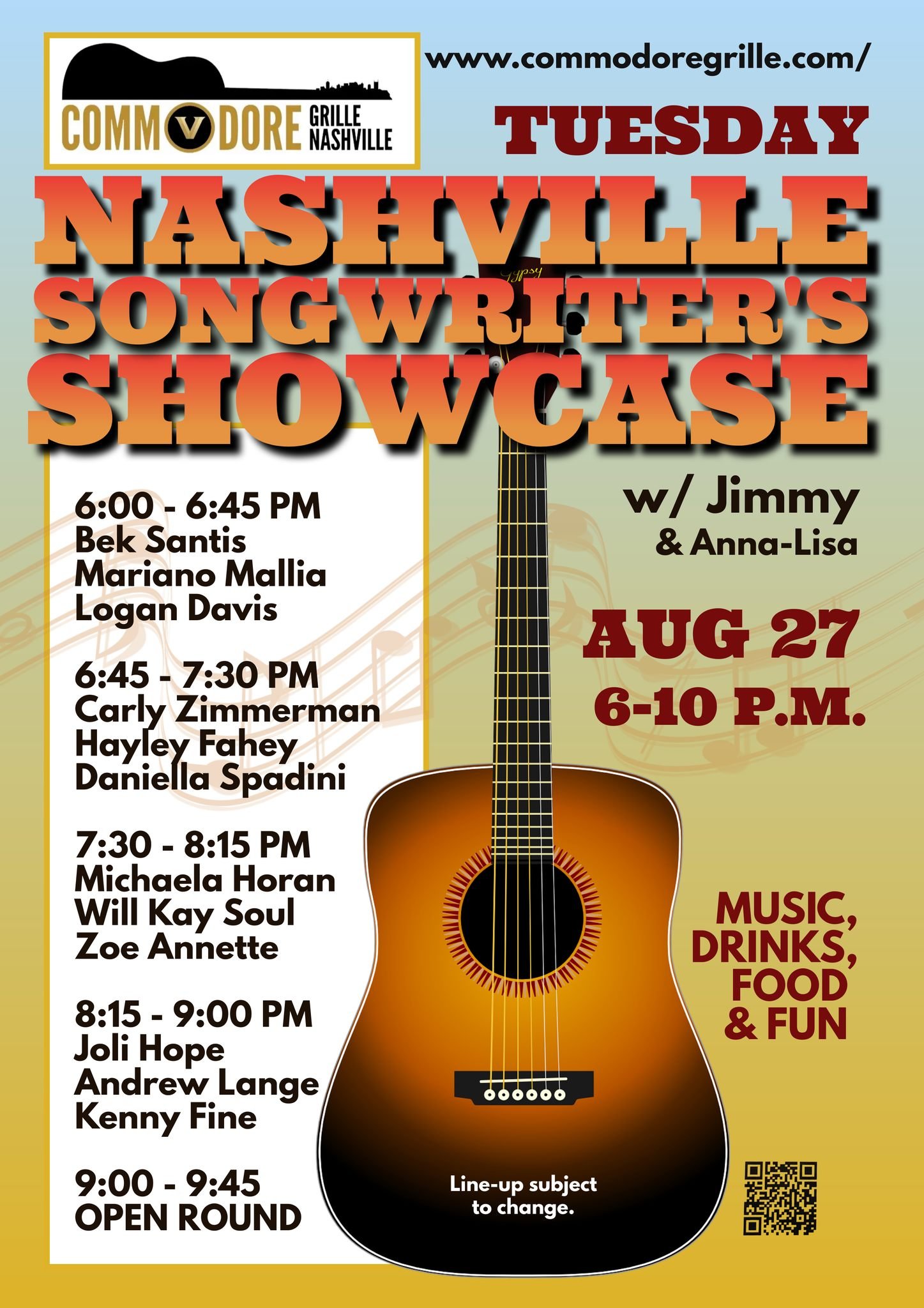 Nashville Songwriters Showcase at the Commodore Grille Nashville