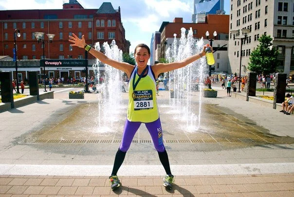 Celebration just after finishing my first half-marathon in 2012.